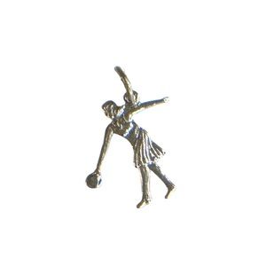 Vintage Mid Century Sterling Silver Woman Bowling Charm